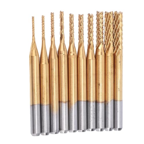Eujgoov CNC-Gravur Maschine Endmühle Set 10 Stück Karbid CNC-Fräser 0,8~3mm Schaft Durchmesser, 1/8 "Schaft Endmühle Gravur Schneider Bohr Werkzeuge für PCB-Leiterplatten Eujgoov CNC-Gravur Maschine Endmühle Set 10 Stück Karbid CNC-Fräser 0,8~3mm Schaft Durchmesser, 1/8 "Schaft Endmühle Gravur Schneider Bohr Werkzeuge für PCB-Leiterplatten von Eujgoov
