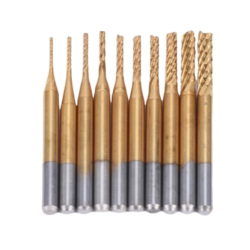 Eujgoov Carving End Mill, 10PCS Ti Beschichtung Carbid CNC Fräser Gravur Bits 0,8-3mm, 1/8 Zoll Schaft, für PCB-Board, Holz, Kunststoff Faser Eujgoov Carving End Mill, 10PCS Ti Beschichtung Carbid CNC Fräser Gravur Bits 0,8-3mm, 1/8 Zoll Schaft, für PCB-Board, Holz, Kunststoff Faser von Eujgoov
