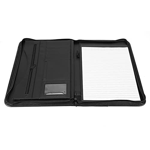 Eujgoov Leder -Portfolio -Ordner Organizer A4 Reißverschlusskonferenzordner mit Verschiedenen Taschen für Karten für Karten A4 Papierrechner Halter von Eujgoov