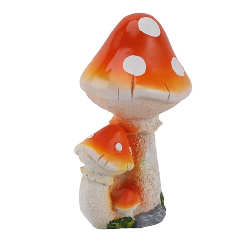 Eujgoov Pilzgartenverzierung Exquisites Dekorative Pilzstatuen, Wetterfestes Harzmaterial, Geeignet für Wohnzimmer/Büro (Orangefarbener Pilz) von Eujgoov