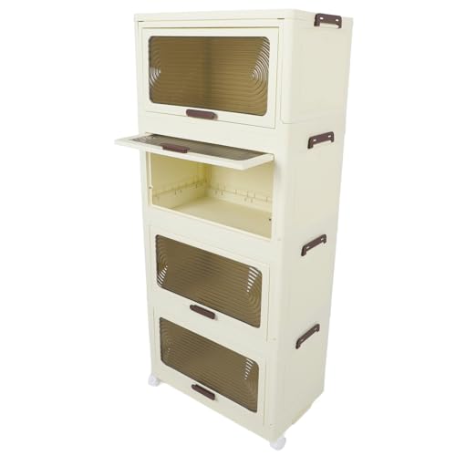 Eujgoov Vielseitiger Stapelbarer Schrank Organizer Mobiler Faltenspeicher für die Pantry -Organisation (4 Etagen) von Eujgoov