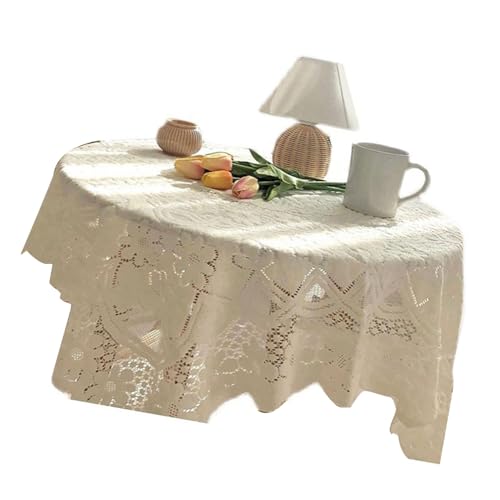 Eujgoov Vintage Exquisite Handwerkskunst Spitze Tischdecke für Tee Tisch Esstisch, Weiches Material, Romantischer Stil, Dekoratives Tuch (90 * 90 cm) von Eujgoov