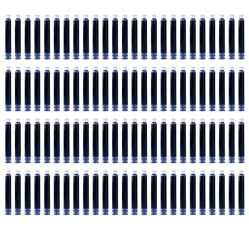 Füllfederhalter Tintenpatronen 3,4 mm schwarz blau Nachfülltinte für Schule Studenten Büro Schreibtinte (100PCS) von Eujgoov