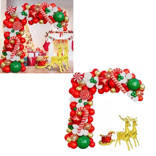 Weihnachtsballon Girlanden Erz -Kit Metallic Gold Grün Rot Weiß für Festliche Weihnachtsdekoration Partys von Eujgoov