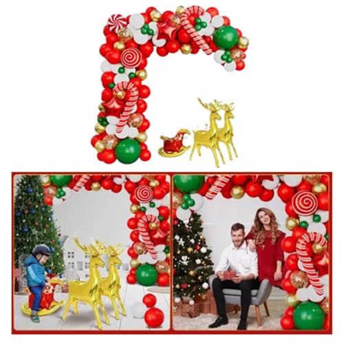 Weihnachtsballon-Girlandenbogen-Set, Festliche Rentierdekorationen für Weihnachtsfeiern, Latexmaterial von Eujgoov