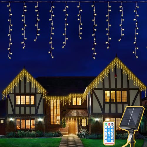Eulenke Solar Eisregen Lichterkette Außen, 200LEDs, 8 Modi & Memory-Funktion, solarlichterkette mit Fernbedienung, IP44, Geeignet für die Innen- und Außendekoration von Häusern, warmweiß Eulenke Solar Eisregen Lichterkette Außen, 200LEDs, 8 Modi & Memory-Funktion, solarlichterkette mit Fernbedienung, IP44, Geeignet für die Innen- und Außendekoration von Häusern, warmweiß von Eulenke