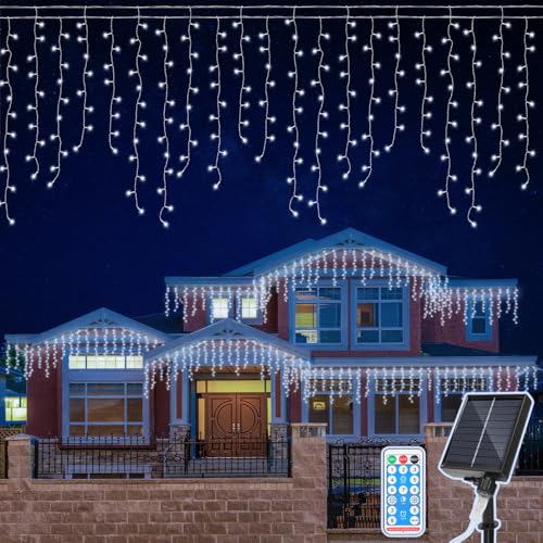 Eulenke Solar Eisregen Lichterkette Außen, 400LEDs, 8 Modi & Memory-Funktion, solarlichterkette mit Fernbedienung, IP44, Geeignet für die Innen- und Außendekoration von Häusern, kaltweiß Eulenke Solar Eisregen Lichterkette Außen, 400LEDs, 8 Modi & Memory-Funktion, solarlichterkette mit Fernbedienung, IP44, Geeignet für die Innen- und Außendekoration von Häusern, kaltweiß von Eulenke