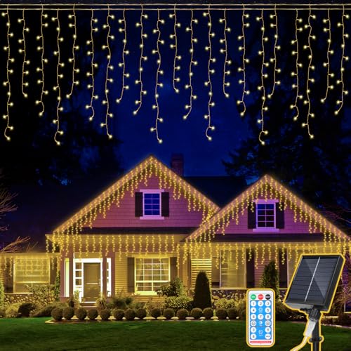 Eulenke Solar Eisregen Lichterkette Außen, 400LEDs, 8 Modi & Memory-Funktion, solarlichterkette mit Fernbedienung, IP44, Geeignet für die Innen- und Außendekoration von Häusern, warmweiß Eulenke Solar Eisregen Lichterkette Außen, 400LEDs, 8 Modi & Memory-Funktion, solarlichterkette mit Fernbedienung, IP44, Geeignet für die Innen- und Außendekoration von Häusern, warmweiß von Eulenke