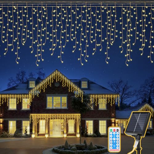 Eulenke Solar Eisregen Lichterkette Außen, 600LEDs, 8 Modi & Memory-Funktion, solarlichterkette mit Fernbedienung, IP44, Geeignet für die Innen- und Außendekoration von Häusern, warmweiß Eulenke Solar Eisregen Lichterkette Außen, 600LEDs, 8 Modi & Memory-Funktion, solarlichterkette mit Fernbedienung, IP44, Geeignet für die Innen- und Außendekoration von Häusern, warmweiß von Eulenke