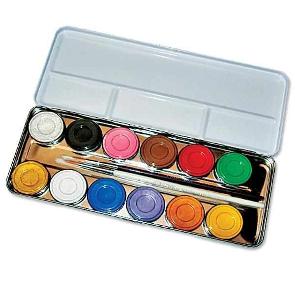 12 Schminkfarben- Schmink Palette im Metalletui, nachfüllbare Schminkbox , inklusive Profi-Pinsel 12 Schminkfarben- Schmink Palette im Metalletui, nachfüllbare Schminkbox , inklusive Profi-Pinsel von Eulenspiegel