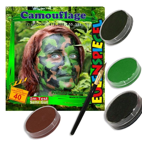 Camouflage Schminkset mit 4 Farben für cooles Tarnfarben-Gesicht Camouflage Schminkset mit 4 Farben für cooles Tarnfarben-Gesicht von Eulenspiegel