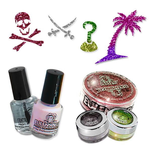 Glittertattoo-Set Karibik mit 3x Glitter, 4 Tattooschablonen +Kleber Glittertattoo-Set Karibik mit 3x Glitter, 4 Tattooschablonen +Kleber von Eulenspiegel