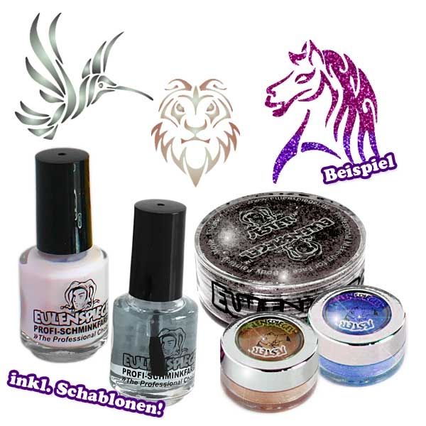 Glitzer Tattoo-Set Tribal-Tiere, viel Zubehör für hübsche Glitzertattoos Glitzer Tattoo-Set Tribal-Tiere, viel Zubehör für hübsche Glitzertattoos von Eulenspiegel