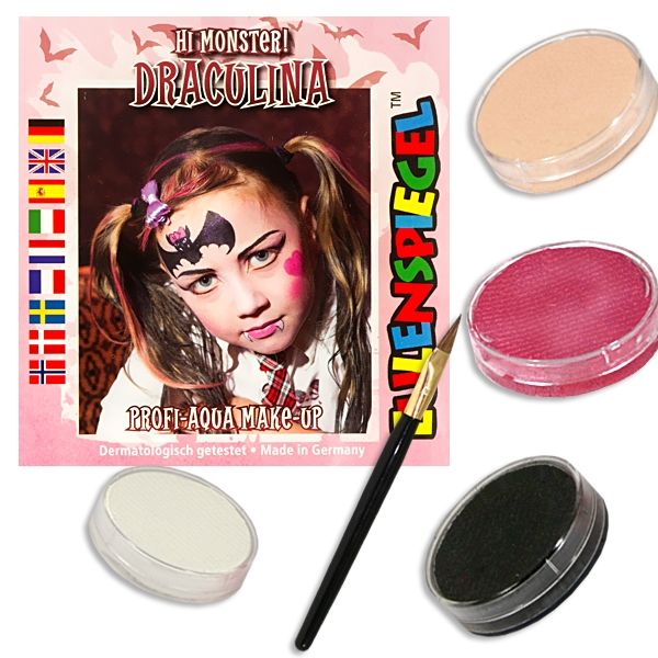 Kinderschmink-Set Draculina, 4 Farben, Pinsel u. bebilderte Anleitung Kinderschmink-Set Draculina, 4 Farben, Pinsel u. bebilderte Anleitung von Eulenspiegel