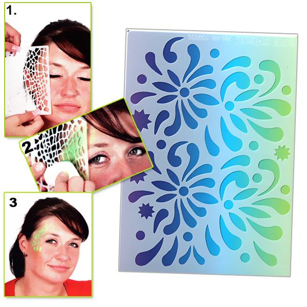 Profi Schminkschablone - Blumenmotiv, flexibel, wiederverwendbar Profi Schminkschablone - Blumenmotiv, flexibel, wiederverwendbar von Eulenspiegel