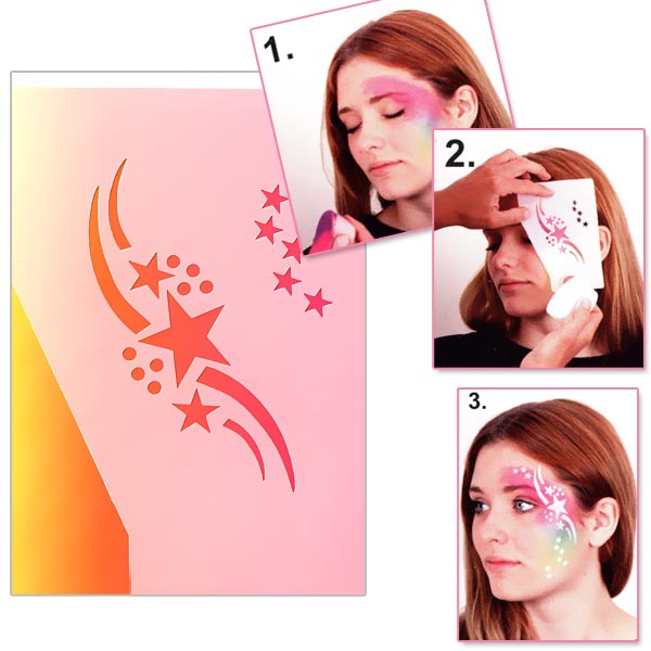 Profi Schminkschablone - Sternenschweif, flexibel, wiederverwendbar, Stardust Profi Schminkschablone - Sternenschweif, flexibel, wiederverwendbar, Stardust von Eulenspiegel