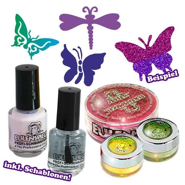 "Schmetterlinge" Glitzer Tattoo-Set, 9-teilig "Schmetterlinge" Glitzer Tattoo-Set, 9-teilig von Eulenspiegel
