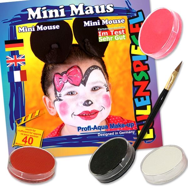 Schminkset Mini Maus mit 4 Farben, Pinsel und schrittweiser Anleitung Schminkset Mini Maus mit 4 Farben, Pinsel und schrittweiser Anleitung von Eulenspiegel
