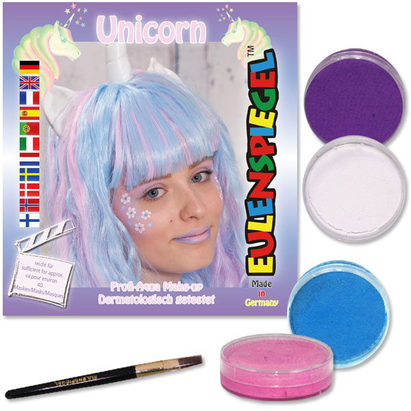 Schminkset "Unicorn" 4 Farben, 1 Pinsel von Eulenspiegel