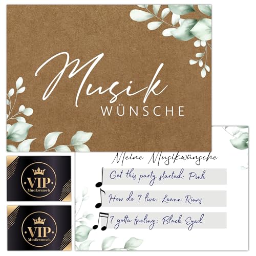 Eummel 25 Musikwunschkarten Hochzeit Musikwunsch Dj Karten Musikwunschkarten Geburtstag Boho Musikwünsche Musikkarten Partykarten von Eummel