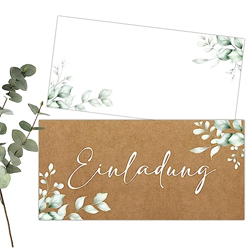 Eummel 25 Einladungskarten Einladung zur Hochzeit Standesamt Taufe Einladung Geburtstag Kommunion klassisches Design DIN lang ohne Umschläge von Eummel