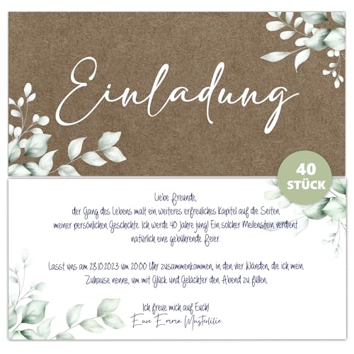 Eummel 40 Einladungskarten Einladung zur Hochzeit Taufe Einladung Geburtstag 30 40 50 60 70 Kommunion klassisches Design DIN lang ohne Umschläge Eummel 40 Einladungskarten Einladung zur Hochzeit Taufe Einladung Geburtstag 30 40 50 60 70 Kommunion klassisches Design DIN lang ohne Umschläge von Eummel