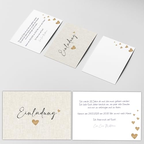 Eummel 50 Einladungskarten Einladung zur Hochzeit Taufe Einladung Geburtstag Kommunion klassisches Design DIN A6 Stoff Design von Eummel