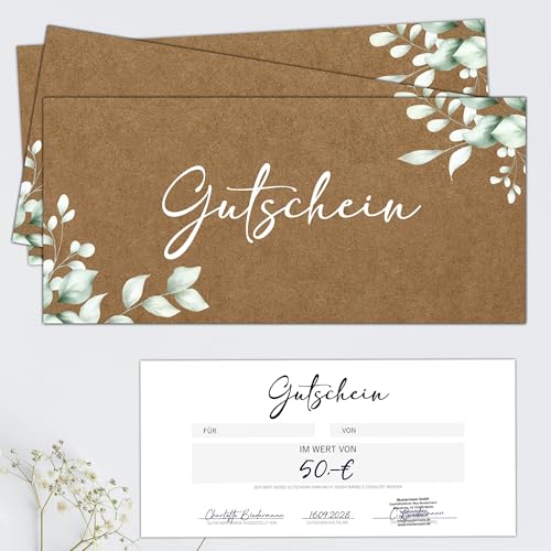 EUMMELCHEN® Gutscheine 25er Set als Blankovorlage zum Ausfüllen | für Gastro Friseur Massage Kosmetik | Gutscheinkarte Geschenkgutschein | Gutschein Vorlagen von Eummelchen