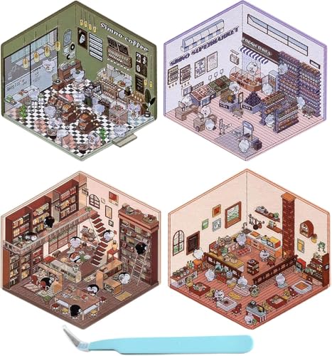 4 Sets DIY 3D House Stickers,DIY Stickers Scene,Make Your Own Supermarket|Coffee Shop|Restaurant|Bookstore,Fun DIY Stickers Scene,Cute Korean Cartoon Scene Stickers for Adult Kids 4 Sets DIY 3D House Stickers,DIY Stickers Scene,Make Your Own Supermarket|Coffee Shop|Restaurant|Bookstore,Fun DIY Stickers Scene,Cute Korean Cartoon Scene Stickers for Adult Kids von Eunmsi