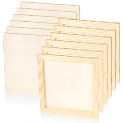 12 Stück Kiefernholzplatten, 15,2 x 15,2 cm, unlackiertes Holz, Leinwand, Holzpaneele zum Ausgießen von Kunst, Handwerk, Malen und mehr von EupHHonycs