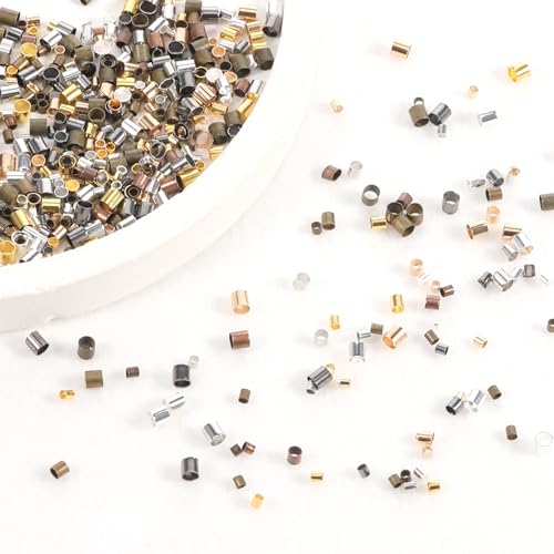 1500 Stück Quetschperlen, Tube Crimp Perlen, 3 Größen Quetschröhrchen, Kupferrohr Crimp Perlen, Gemischte Armband Lose Perlens Spacer für DIY Ohrringe Halsketten Schmuckherstellung, 1.5mm/2.0mm/2.5mm von EupHHonycs