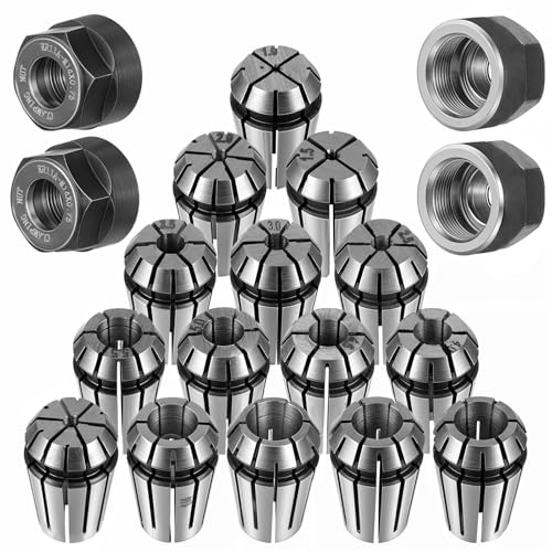 19 Stück Federzangen-Set ER11 A M14 Gewinde Spannzangen Spannmuttern Präzisions-Spannzangen für CNC-Graviermaschine und Fräsdrehfutter-Werkzeug, 1,0 mm-7,0 mm und 1/4, 1/8 Zoll 19 Stück Federzangen-Set ER11 A M14 Gewinde Spannzangen Spannmuttern Präzisions-Spannzangen für CNC-Graviermaschine und Fräsdrehfutter-Werkzeug, 1,0 mm-7,0 mm und 1/4, 1/8 Zoll von EupHHonycs