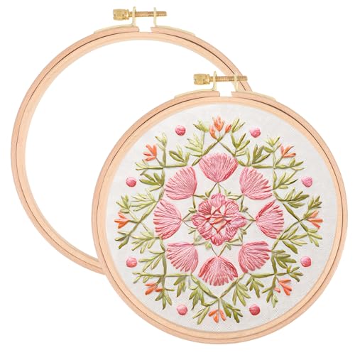 2 Stück 16,5 cm Stickrahmen Holz Bambus Kreuzstich Rahmen, Stickrahmen Holz Einstellbar Stickerei Ring Hoop, Stickrahmen Klein Runden Bambus Kreis Set für Dekoration DIY Nähen von EupHHonycs
