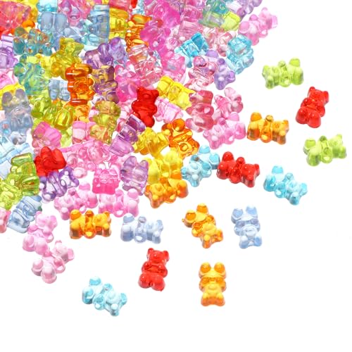 200 Stück transparente Acryl-Bär-Perlen, gemischte Farben, transparent, Gummibärchen-Abstandshalter, verschiedene süße Mini-Bär-Charms für DIY-Armbänder, Ohrringe, Halsketten, Schmuckherstellung 200 Stück transparente Acryl-Bär-Perlen, gemischte Farben, transparent, Gummibärchen-Abstandshalter, verschiedene süße Mini-Bär-Charms für DIY-Armbänder, Ohrringe, Halsketten, Schmuckherstellung von EupHHonycs