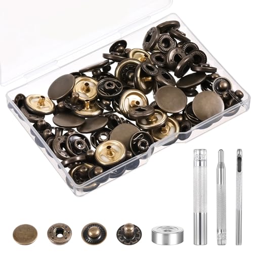 24-Sets Leder Druckknopf Set, 17 Mm Robuster Lederdruckknopf, Leder-Druckknöpfe Und -Verschlüsse-Set Mit 4 Setzer Werkzeugen, Metall-Druckknöpfe Für Kleidung, Jacken, Jeans, Canvas 24-Sets Leder Druckknopf Set, 17 Mm Robuster Lederdruckknopf, Leder-Druckknöpfe Und -Verschlüsse-Set Mit 4 Setzer Werkzeugen, Metall-Druckknöpfe Für Kleidung, Jacken, Jeans, Canvas von EupHHonycs