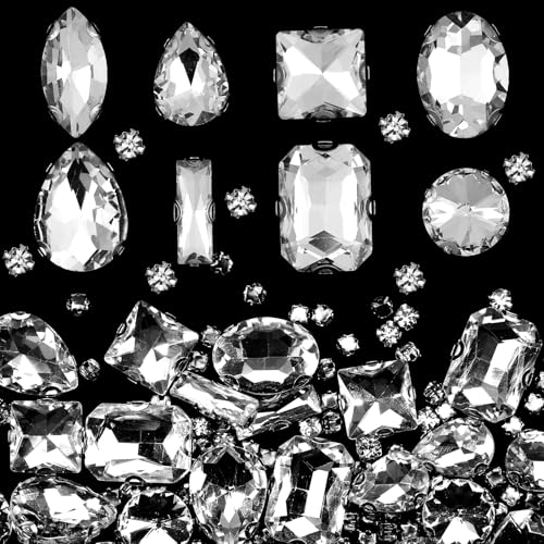 240 Stück große Strasssteine zum Aufnähen, klares Glas, Kristall-Edelsteine, Metall, flache Rückseite, Krappenfassung, Handwerk für Handwerk, Kleider, Verzierungen, Strasssteine für selbstgemachte 240 Stück große Strasssteine zum Aufnähen, klares Glas, Kristall-Edelsteine, Metall, flache Rückseite, Krappenfassung, Handwerk für Handwerk, Kleider, Verzierungen, Strasssteine für selbstgemachte von EupHHonycs