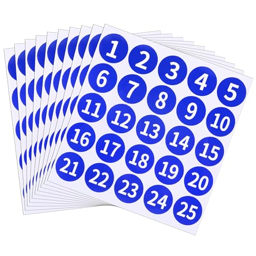 250 Stück Vinylaufkleber Blau 1-25 Nummerierte Fortlaufende Nummernaufkleber Anti-Fading Wasserdicht 3cm Große Runde Fkleber Für Inventar Lagerung Organisation Werkzeugkasten Briefkasten Nummerierung von EupHHonycs
