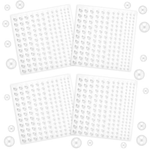 660 Stück Selbstklebende Halbperlen, Weiß Flache Rücken Perlen Selbstklebende Perlen-Aufkleber für Schmuckherstellung Kleidung Halskette Armbänder Basteln DIY Handy von EupHHonycs
