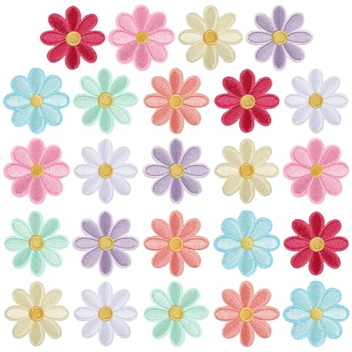 Aufnäher zum Aufbügeln mit Blume, niedliches Gänseblümchen, für Kleidung, T-Shirts, Rucksäcke, Hüte, Jeans, Jacken, 4,1 x 4,1 cm, 8 helle Farben, 24 Stück Aufnäher zum Aufbügeln mit Blume, niedliches Gänseblümchen, für Kleidung, T-Shirts, Rucksäcke, Hüte, Jeans, Jacken, 4,1 x 4,1 cm, 8 helle Farben, 24 Stück von EupHHonycs