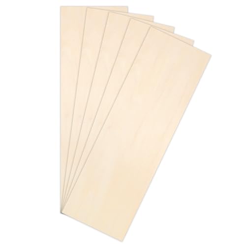 Balsaholzplatten zum Basteln, dünne Holzplatten, 11,81 × 3,93 × 0,05 unlackiertes Holz, Bastelholzstücke für Handwerk, Architekturmodelle, Haus, 5 Stück von EupHHonycs