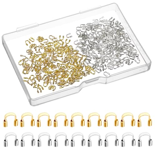 Drahtschutz für die Schmuckherstellung, Drahtschutz für Schmuckherstellung, Messingdraht-Schutz, U-förmige Drahtschutzschlaufen für Ohrringe, Schmuck, Armbänder, Bastelarbeiten, Gold-Silber, 400 Stück von EupHHonycs