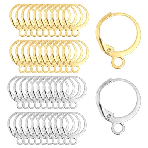 Ohrringhaken für Schmuckherstellung, Klappbügel, Ohrringhaken, Ohrbügel, Ohrdraht, französischer Haken mit offener Schlaufe für Ohrring-Designs, Schmuckstücke, 100 Stück Ohrringhaken für Schmuckherstellung, Klappbügel, Ohrringhaken, Ohrbügel, Ohrdraht, französischer Haken mit offener Schlaufe für Ohrring-Designs, Schmuckstücke, 100 Stück von EupHHonycs