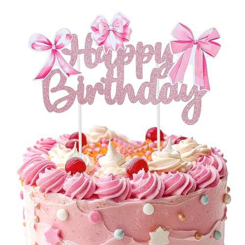Tortenaufsatz mit Schleife, 14 x 8,4 cm, Schleifen-Thema, Happy Birthday, Kuchendekoration, Kokette, Rosa, Kuchendekoration, Schleifen, Kuchen, Dekorationen für Frauen, Prinzessin Tortenaufsatz mit Schleife, 14 x 8,4 cm, Schleifen-Thema, Happy Birthday, Kuchendekoration, Kokette, Rosa, Kuchendekoration, Schleifen, Kuchen, Dekorationen für Frauen, Prinzessin von EupHHonycs