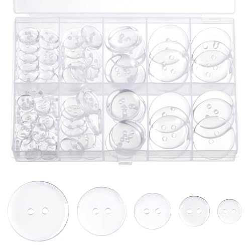 Transparente Knöpfe, 2 Löcher, 5 Größen, runde Kunststoffknöpfe für Mäntel, Kleider, Röcke, Bastelarbeiten, 100 Stück Transparente Knöpfe, 2 Löcher, 5 Größen, runde Kunststoffknöpfe für Mäntel, Kleider, Röcke, Bastelarbeiten, 100 Stück von EupHHonycs