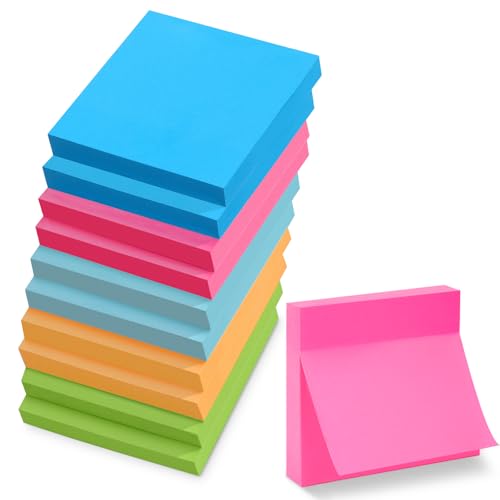 10 Blöcke Haftnotizen Klebezettel, 76 x 76mm Sticky Notes, 100 Blatt pro Block, Selbstklebende Notizzettel in 5 leuchtenden Farben für Büro, Schule, Planung und Zuhause 10 Blöcke Haftnotizen Klebezettel, 76 x 76mm Sticky Notes, 100 Blatt pro Block, Selbstklebende Notizzettel in 5 leuchtenden Farben für Büro, Schule, Planung und Zuhause von Euqvunn