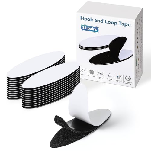 Euqvunn 22 Pairs Klettband Selbstklebend Extra Stark, Kein Abheben an den Rändern Klettverschluss Selbstklebend, Schwarz Klettverschluss zum Kleben, Wiederverwendbares Nylon-Klettband Für DIY, Zuhause von Euqvunn