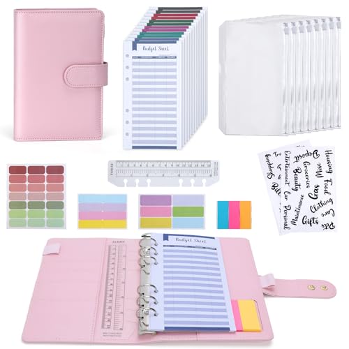 Euqvunn Budget Planner, A6 Budget Binder mit Bargeldumschlägen, verstellbaren Verschlüssen Geld Sparen Mappe, Umschlagmethode für Money Organiser, A6 Sparbuch für Geld - Rosa Euqvunn Budget Planner, A6 Budget Binder mit Bargeldumschlägen, verstellbaren Verschlüssen Geld Sparen Mappe, Umschlagmethode für Money Organiser, A6 Sparbuch für Geld - Rosa von Euqvunn