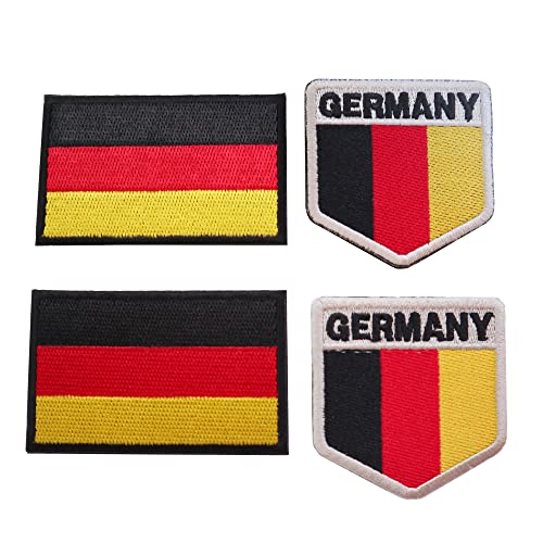 Deutschland Flagge Patch Bestickter ​Aufnäher zum Aufbügeln/Annähen Stoff-Patch 4 stück im Set von EurHouse