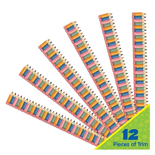 Eureka 845693 S'Cool Era gestanzte Bleistifte, dekorative Klassenzimmer und Pinnwand für Lehrer, 5,7 cm breit mit 10 m insgesamt, 12 Streifen Eureka 845693 S'Cool Era gestanzte Bleistifte, dekorative Klassenzimmer und Pinnwand für Lehrer, 5,7 cm breit mit 10 m insgesamt, 12 Streifen von Eureka