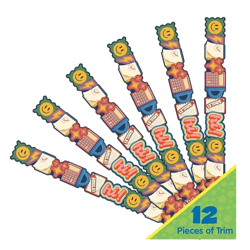 Eureka 846362 S'Cool Era Schulsymbole, extra breit, dekorativer Klassenzimmer- und Pinnwand-Bordüre, für Lehrer, 8,3 cm breit, 10 m insgesamt, mehrfarbig, 12 Streifen Eureka 846362 S'Cool Era Schulsymbole, extra breit, dekorativer Klassenzimmer- und Pinnwand-Bordüre, für Lehrer, 8,3 cm breit, 10 m insgesamt, mehrfarbig, 12 Streifen von Eureka